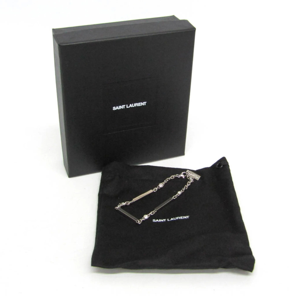 Saint Laurent Metal,Rhinestone Rhinestone Charm Bracelet Silver - Picture 2 of 10